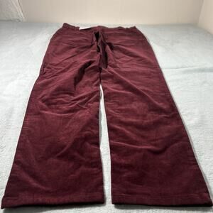 Y2K 2000s Velveteen Corduroy Straight Pants Womens 10 32x30 Velour Soft Formal